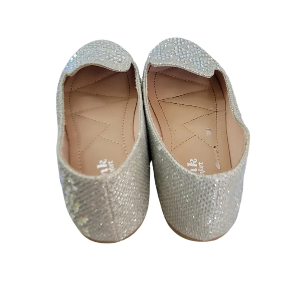 Silver Dress Shoes with Perforated Design and Rounded Toe